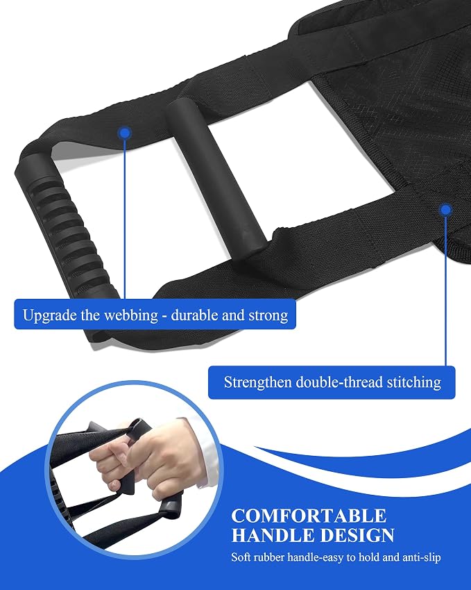 Transfer Sling Lift Assist Gait Belt for Seniors and Disabled | Lifting Strap, Black Mobility Aid, Home Hospital Nursing Care, Caregiver-assisted Transfers