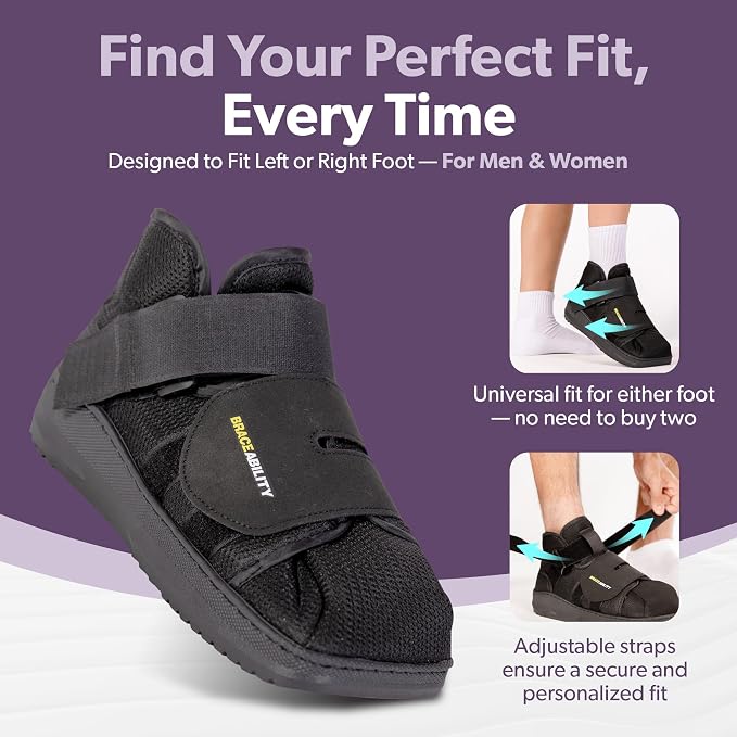 BraceAbility Closed Toe Medical Walking Shoe - Lightweight Broken Toe Cast Boot, Fracture Foot Brace for Metatarsal Stress Fracture, Post-op Bunion, Hammertoe Surgery Recovery - For Men or Women (XL)