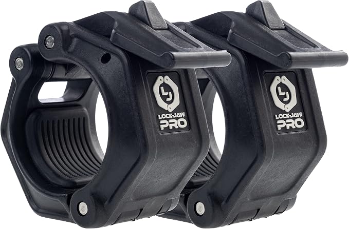 Lock-Jaw PRO 2 Barbell Collars Olympic Barbell Clamps 2 Pcs – Heavy Duty Bar Clamps for 2” & 50mm Olympic Bars – Secure Weight Bar Clamps for Strength Training & Home Gym Accessories – Quick Release