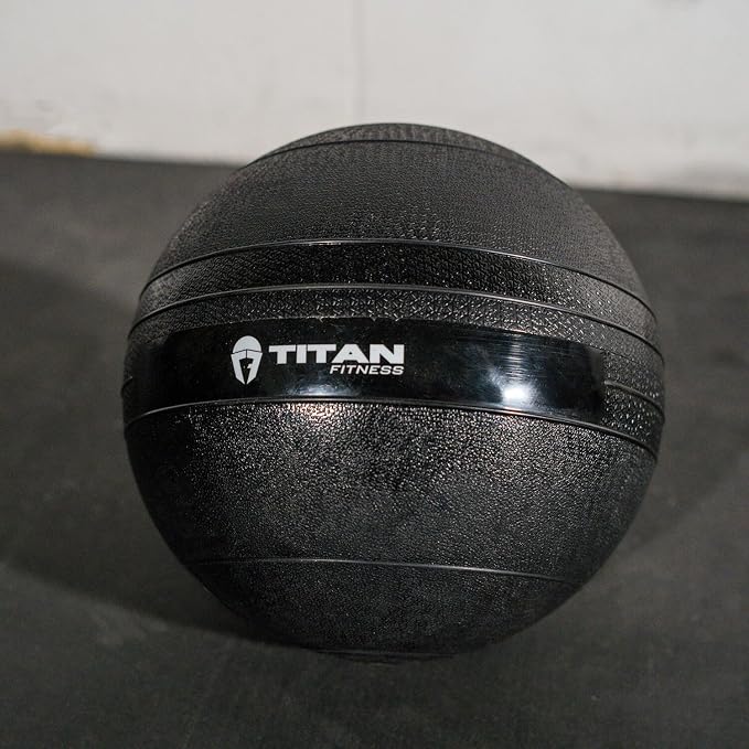 Titan Fitness Rubber Slam Ball, Dead Weight Ball Absorbs Impact, Minimal Bounce, Textured Surface for Strength and Conditioning, Cardio Workouts, Full Body Workout