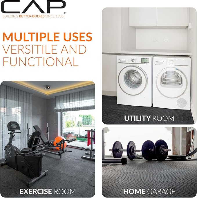 CAP Puzzle Exercise Mats | 1/2” Thick EVA Interlocking Foam Tiles for Home Gym Flooring | Multiple Options