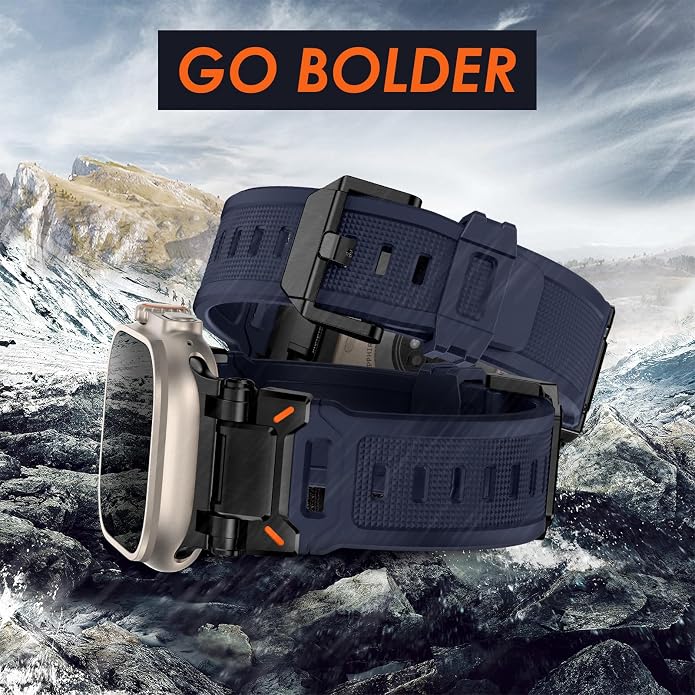 WINGLE FKM Rubber Bands for Apple Watch Band Ultra 3/2/1 Band Ultra 49mm Series 11 10 46mm 45mm 44mm 42mm SE 3/2/1 9 8 7 6 5 4 3 Men, Military Rugged Metal Connector Silicone Apple iWatch Sport Bands