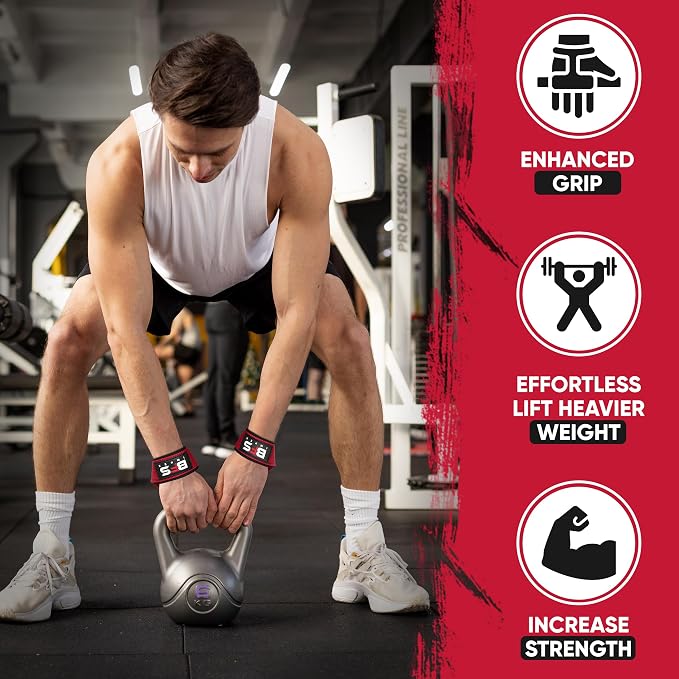 Lifting Straps for Weightlifting, Weightlifting Cotton Straps with Neoprene Padding for Men women Gym Wrist Straps for Bodybuilding powerlifting, Strength Training and Deadlifting