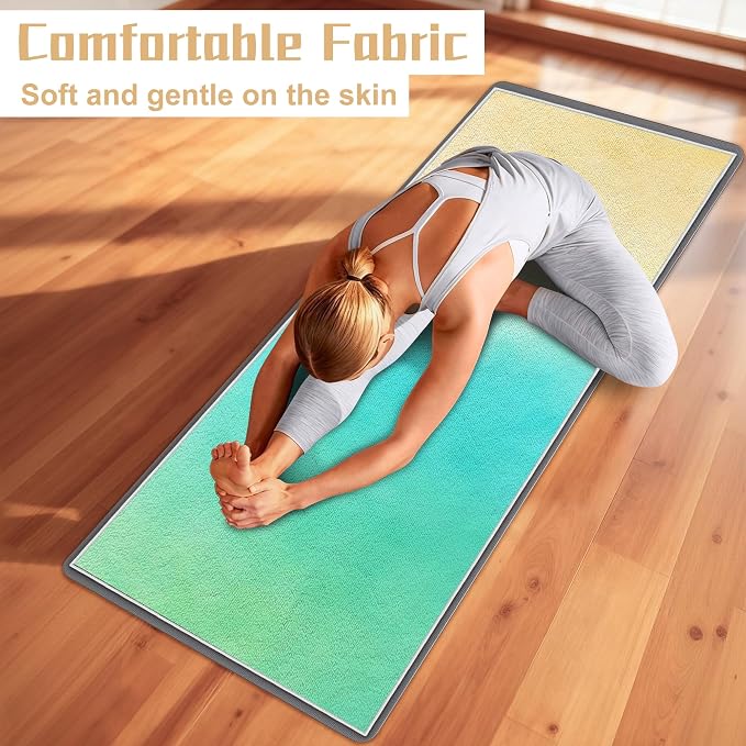 Yoga Mat Towel Non Slip Ultra-Absorbent Hot Yoga Towel, Super Stylish Printed Sweat Hot Yoga Towel, Ideal for Home, Workouts, Pilates, Yoga, 72 x 27in, Green & Yellow