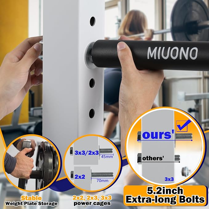 Weight Plate Holder, Power Rack Attachments for Olympic 2-Inch Weight Plate Storage, Fits 2x2, 2x3, 3x3 Power Cages with 1" or 5/8" Holes