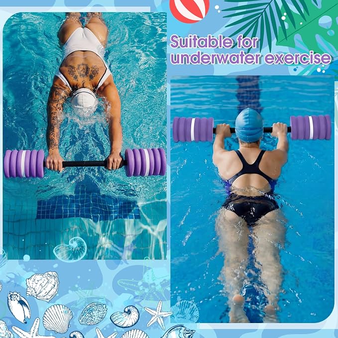 Soulchen Long Aquatic Exercise Dumbbells Pool Exercise Foam Water Weights Dumbbell Aquatic Pool Barbells with High Density EVA Foam for Swim Water Aerobics Workouts Loss