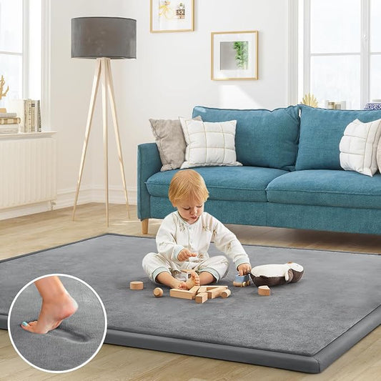 Baby Play Mat for Floor Nursery Rug Muscle Mat Area Rug Playroom Rug 59"x71" Playpen Mat Elastic Foam 1.3" Thick Crawling Mat for Babies,Toddlers, Infants, Kids,Grey