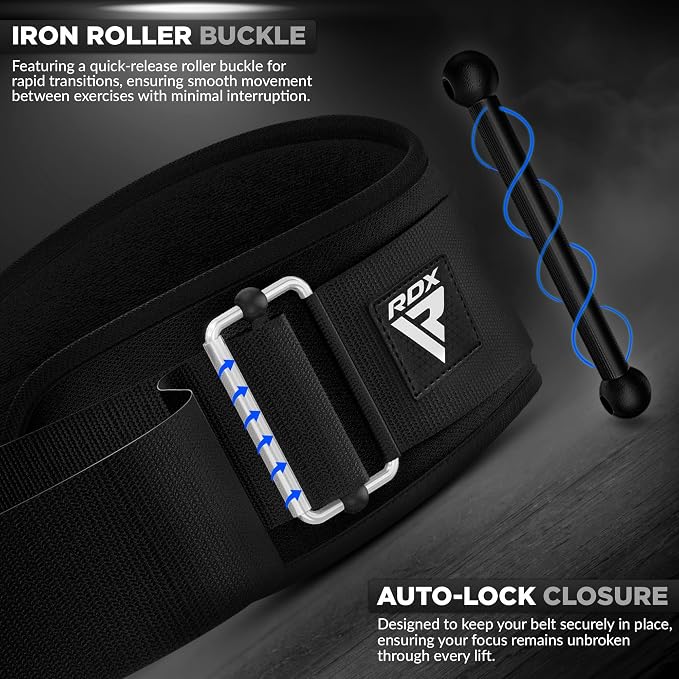 RDX Weight Lifting Belt AUTO LOCK, 6.5” Padded Back Support, Men Women Gym Fitness Strength Training, Bodybuilding Powerlifting Weightlifting Workout, Deadlift Squat, Pro Exercise Equipment