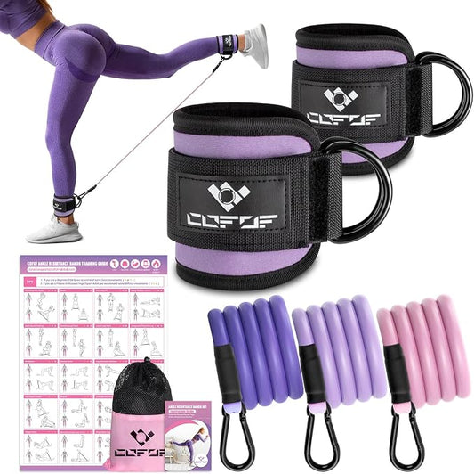 Ankle Resistance Bands with Cuffs, Leg Exercise Equipment with Poster | Ankle Bands for Working Out, Kickbacks Hip, Leg Glute, Resistance Workout Equipment for Women