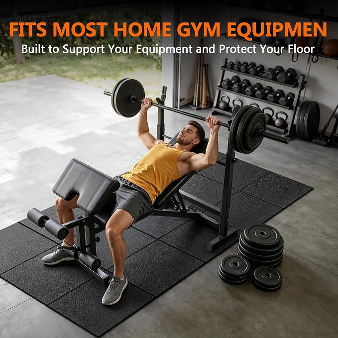 THAILE Gym Equipment Mat, 79" x 39"x 0.14" Exercise Equipment Mat | Heavy-duty floor protector for treadmills, ellipticals, bikes and weight equipment; reduces vibration, noise and floor damage