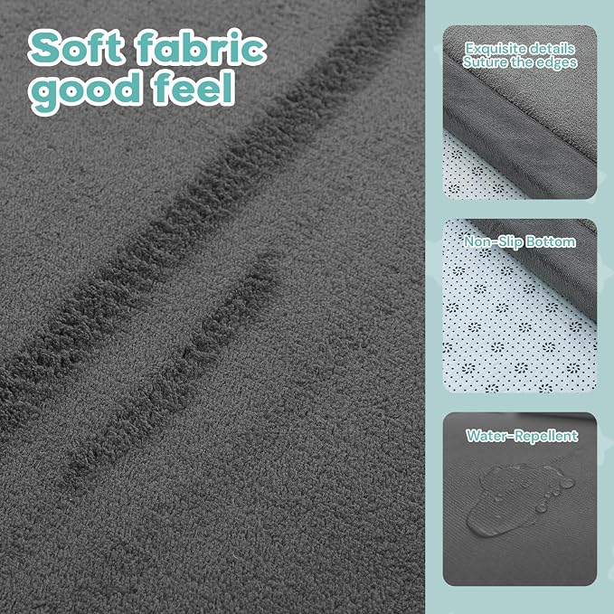 Baby Play Mat for Floor, 71'' x 59'' Thicken Foam Soft Padded Playmat for Tummy Time, Playpen Mat for Toddlers Infant Kids, Water-Repellent Coral Velvet, Non-Slip Bottom Safe for Crawling (Dark Grey)