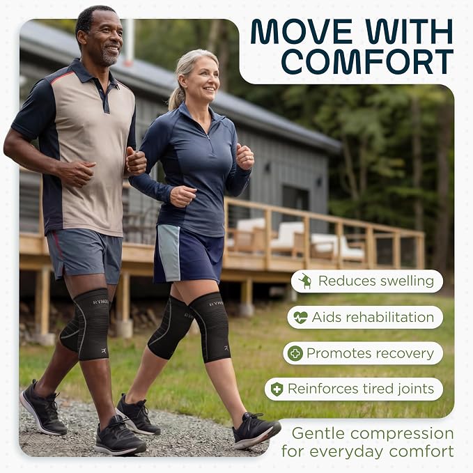 Rymora Knee Supports for Men and Women - Choice of Single or Pair