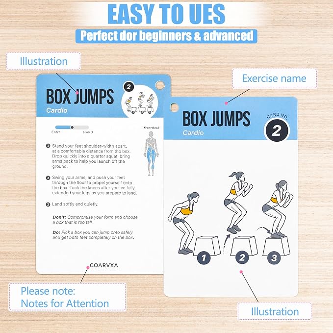 Bodyweight Workout Cards for Women & Men-50 Bodyweight Workout Cards，Includes 2 Rings& Dry-Erase for Easy Organization-Home, Gym or Studio (Bodyweight)