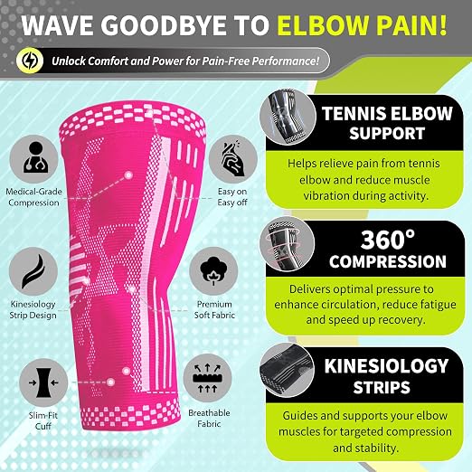 BLITZU Elbow Compression Sleeve for Tendonitis, Tennis Elbow Brace 2 Pack M | Targeted Arm Support, Joint Stability, Muscle Recovery, Workout Protection, Tendonitis & Arthritis Relief, All-Day Comfort