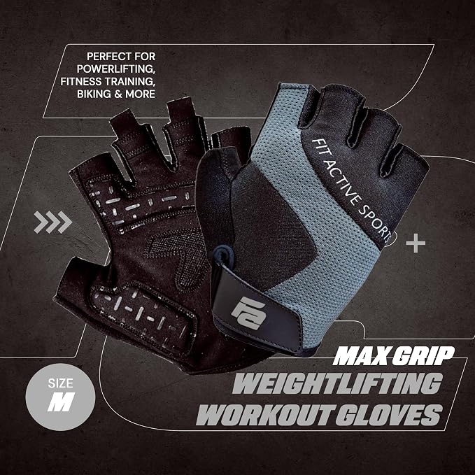 Max Grip Weight Lifting Workout Gloves for Gym Lifting, Biking, Fitness Training | Lightweight, Breathable, Non Slip | Men and Women