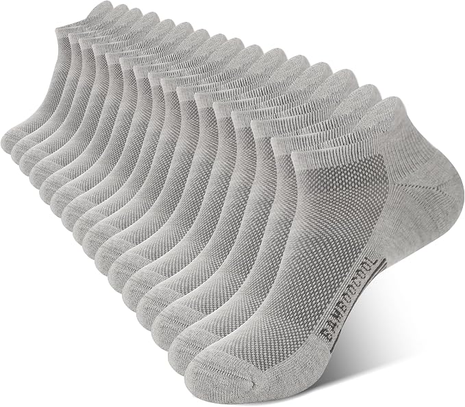 BAMBOO COOL Men's Ankle Socks Moisture Wicking Breathable Odor Control Athletic Cushioned Running Socks Arch Support 8 Pack