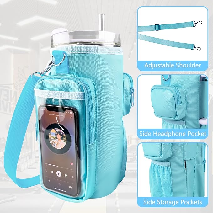 JACZZO Magnetic Gym Bag, Magnetic Water Bottle Holder for Stanley, Gym accessories, Gym Gifts for Women and Men (Blue, 40 OZ)