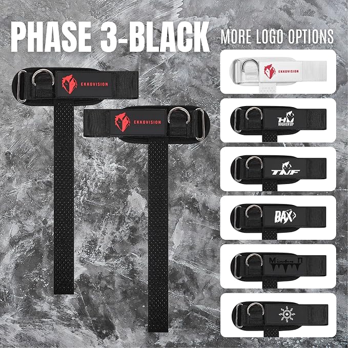 Ekkovision EKKO Weight Lifting Straps With Cuffed D Ring, Wrist Support for Men, Heavy Duty Thick Comfortable Lifting Straps, Secure Fit, Enhanced Grip, Straps for Weightlifting & Gym Training