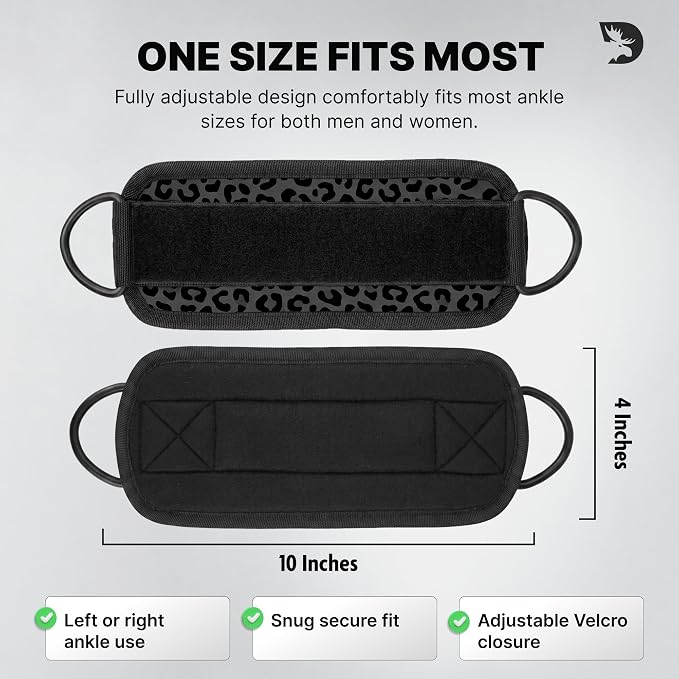 DMoose Ankle Strap for Cable Machine - One Size Fit with Premium Padding, Workout Kickback Ankle Cuffs, Ankle Bands for Working Out, Booty Workouts, Leg Extension, Hip Abductors & Lower Body Exercises
