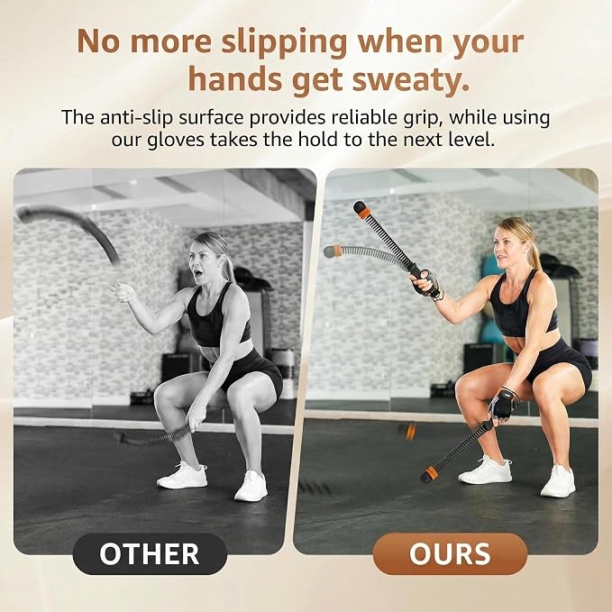 2 PCS Cordless Battle Ropes – Wireless & Ropeless Battle Ropes for Home Gym with Bag & Gloves, Adjustable Resistance & Non-Slip Handle, Low-Noise Exercise Rope for HIIT, Arm Toning & Cardio (Black)