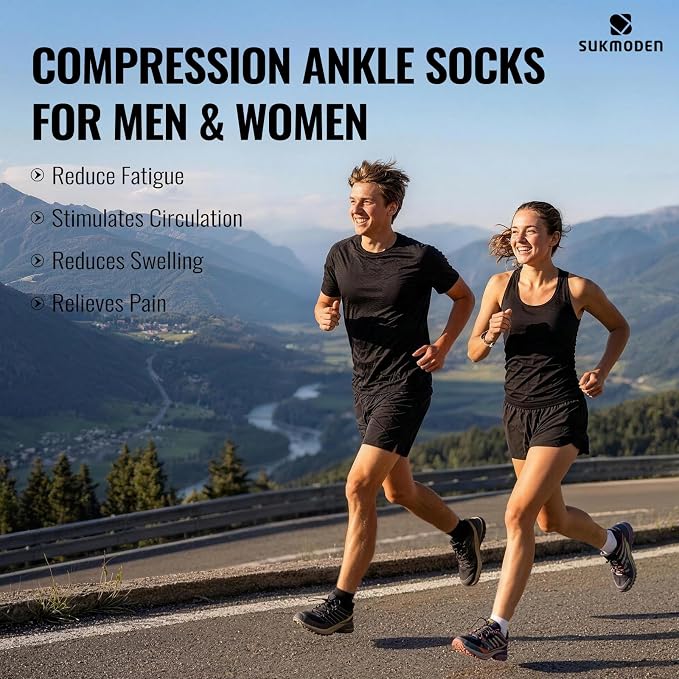 6 Pairs Copper Ankle Compression Socks for Men and Women | Copper Graduated Compression Socks with Terry Cushioning and Arch Support, Breathable Mesh Design, Machine Washable