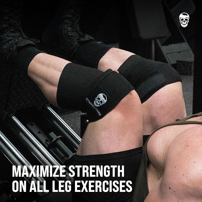 Gymreapers Knee Wraps for Squats and Powerlifting 72 Inch Compression Wraps with Strap for Men & Women Weightlifting Support