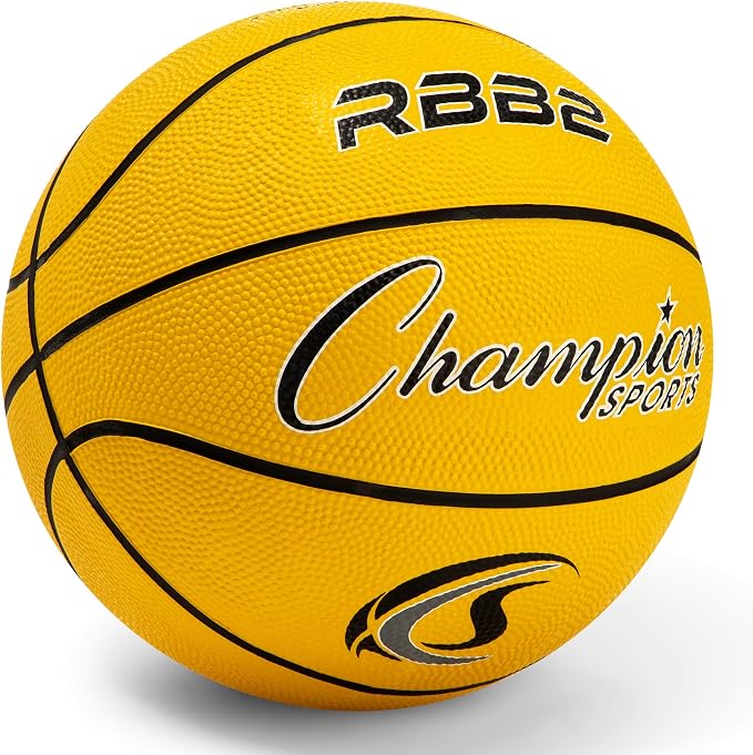 Champion Sports Rubber Basketballs – Durable Indoor & Outdoor Training & Recreational Game Balls, Multiple Sizes & Colors