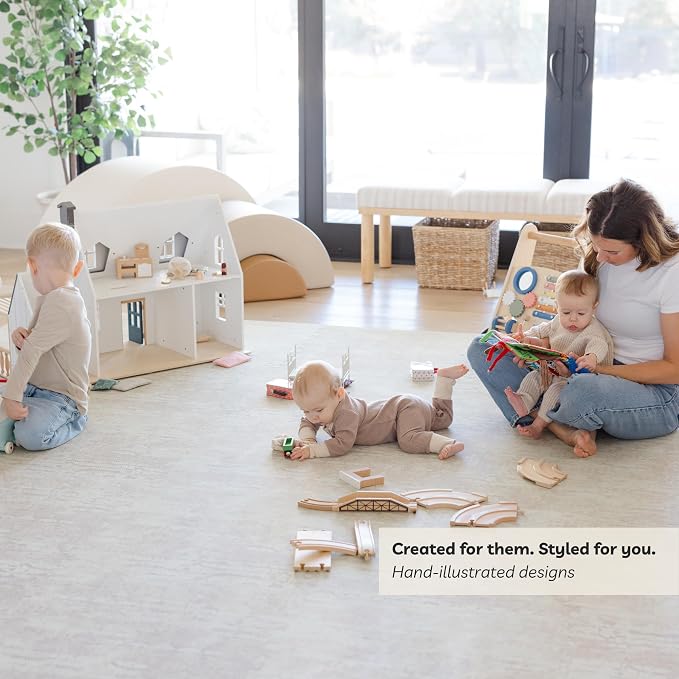 Little Landings Baby Play Mat for Floor - Sandstone (6x8ft) - Premium EVA Foam Play Mat for Babies & Toddlers (Ages 0-5+) Non-Toxic Playmat for Tummy Time, Crawling & Playroom - Stylish & Comfortable