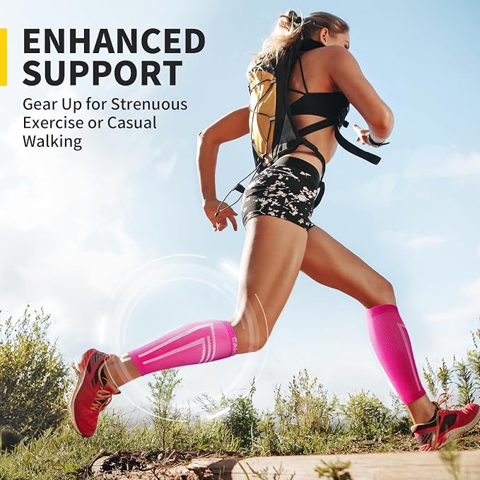 CAMBIVO Calf Compression Sleeve for Men Women Footless | Graduated Compression, Shin Splint Relief, Moisture Wicking, Running Standing Travel, 4D Knit Anti-Slip, Varicose Veins