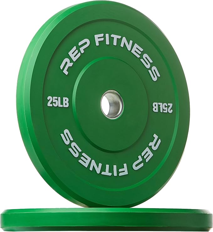 REP Color Bumper Plates LB Olympic Barbell Weights – Rubber Training Discs for Home Gym Strength Lifting, Low Bounce Durable, Weight Pairs & Sets 10 15 25 35 45 Pound Options