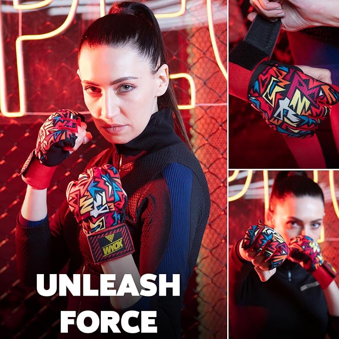 WYOX Neoprene Gel Boxing Hand Wraps Inner Gloves for Men & Women – 80cm/31in Quick Wrist Strap, Padded Knuckle Protection, Fingerless MMA Muay Thai Kickboxing Wraps for Training & Martial Arts