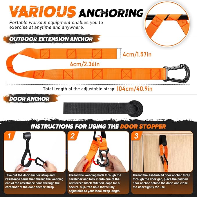 TOBWOLF Suspension Strap Training Kit, Full-Body Workout for Home Outdoor | Built-in Door Anchor, Compact Carry Bag, Adjustable Training Straps, Bodyweight Core & Strength Training, for Travel & Home
