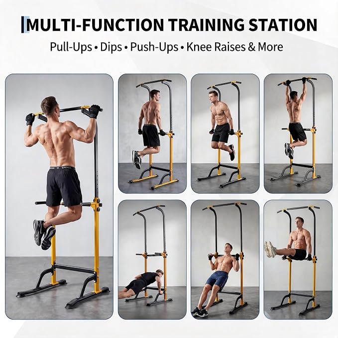 Pull Up Bar for Home Gym, Heavy Duty Dip Station with 330LBS Capacity, Multi-Function Pull Up & Dip Stand for Strength Training, Chin Ups Push Ups, 1.2mm Steel Tube