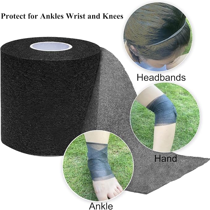 ADMITRY Pre Wrap Tape Athletic,3 Rolls X 22 Yards Beige Prewrap | Headbands for Hair,Foam Underwrap Sports Wrap