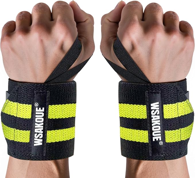 WSAKOUE Weightlifting Wrist Wraps - 18" Professional Wrist Support with Heavy-Duty Thumb Loop for Powerlifting, Bench Press & Strength Training- Adjustable Gym Wrist Straps for Men & Women