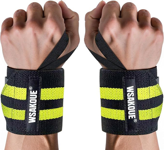 WSAKOUE Weightlifting Wrist Wraps - 18" Professional Wrist Support with Heavy-Duty Thumb Loop for Powerlifting, Bench Press & Strength Training- Adjustable Gym Wrist Straps for Men & Women