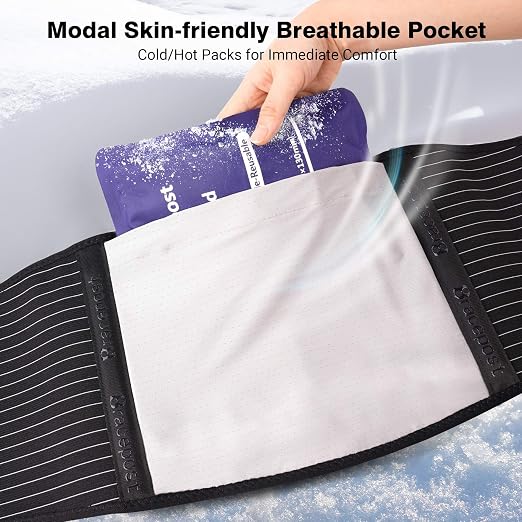 Back Brace for Lower Back Pain,Reusable Ice Pack for Injuries Lumbar Support Belt for Men Women,Bionic Spine Design Back Brace with Cold Pad for Sciatica Herniated Disc,S