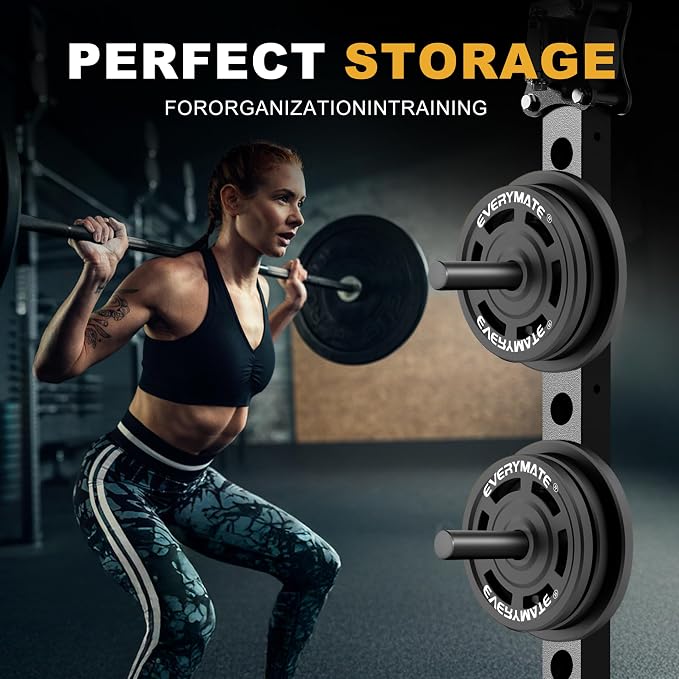 EVERYMATE Weight Plate Holder Power Rack Attachment 2 Inch Olympic Plate Storage Power Squat Rack Holder Weight Plates for 2x2 3x3 2x3 Power Cage Accessories Weight Plate Rack