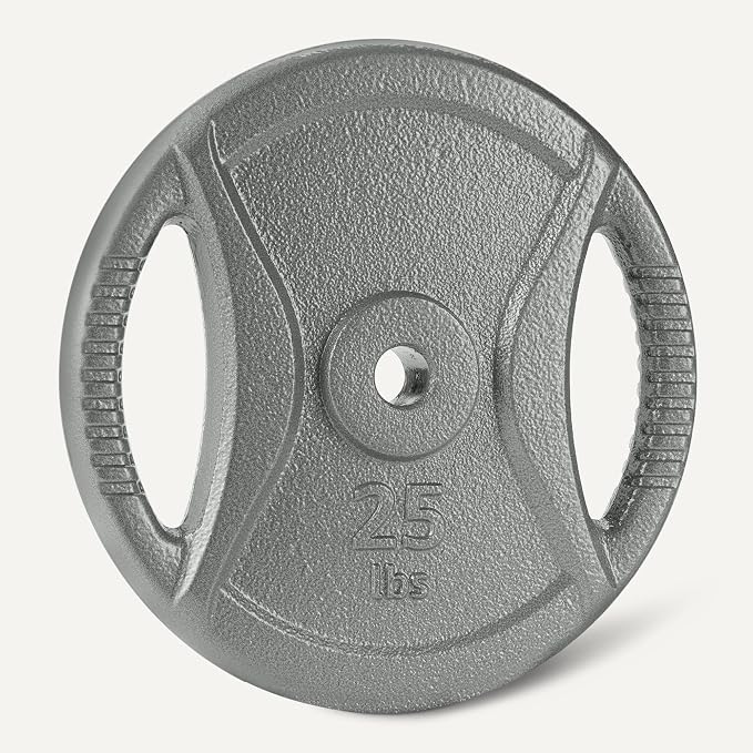 Amazon Basics 1-Inch Grip Weight Plates, Cast Iron, Strength Training, Home Gym