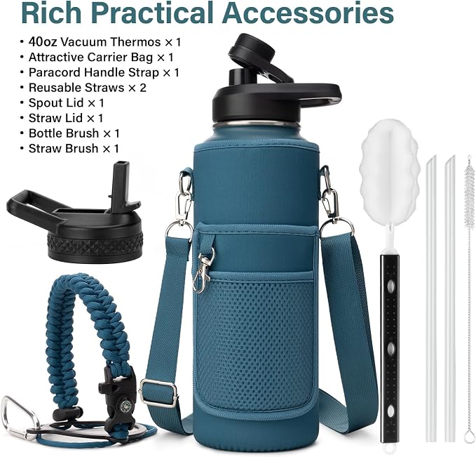 DYSANKY Insulated Water Bottle with Portable Carrier Bag for Outdoor 40 oz