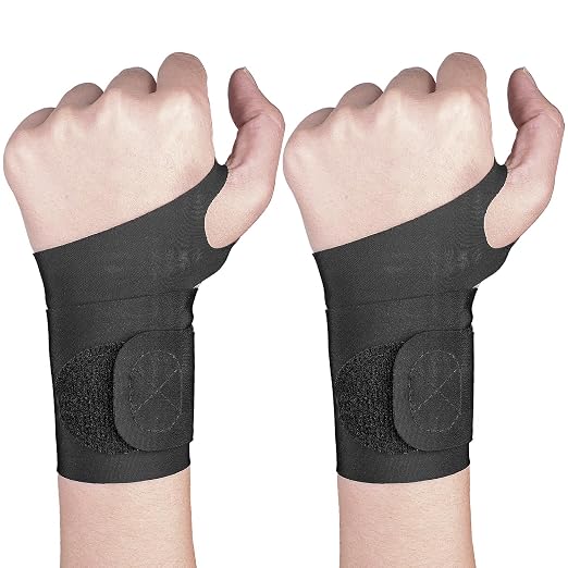 2 Pcs Ultra-Thin Wrist Brace Support for Carpal Tunnel, Pain Relief, Arthritis, Tendonitis, Elastic Wrist Wraps Right and Left Hands - Compression and Support for Fitness Enthusiasts (All Black)