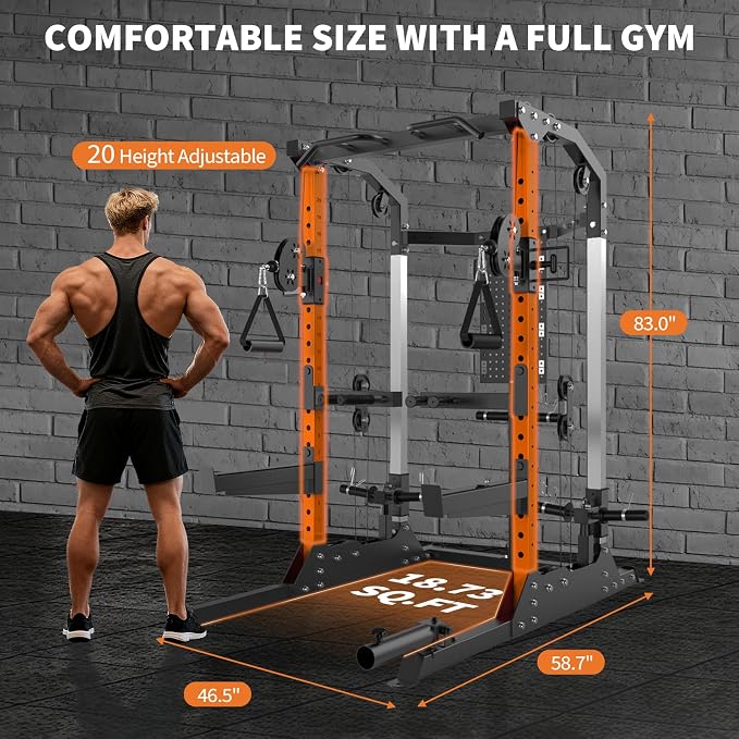 Garvee Power Cage 2000LB Power Rack with Independent Dual Pulley System