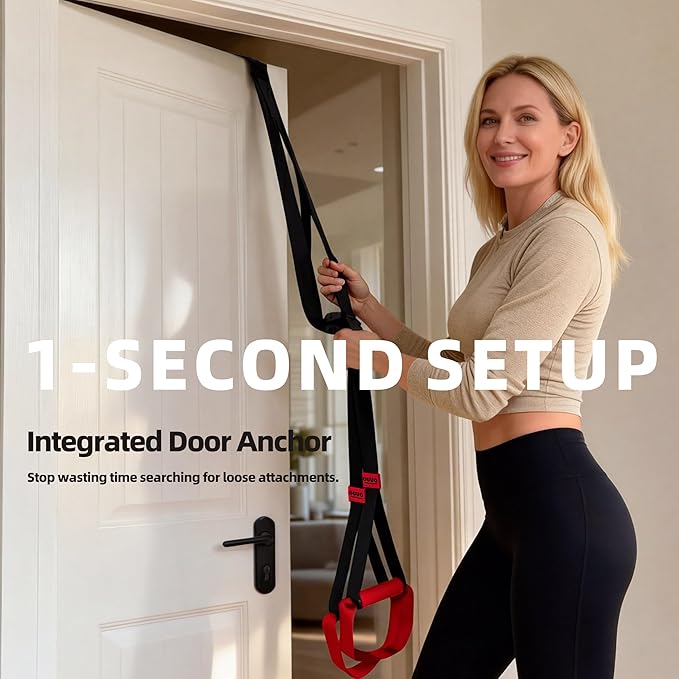 Suspension Straps Trainer with Built-in Door Anchor, All-in-One Bodyweight Training System for Home & Outdoor Use - Quick Setup in 1 Second