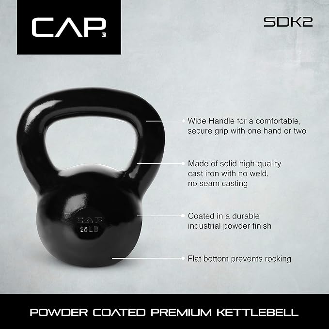 CAP Barbell Black Enamel Coated - Singles and Sets, Multiple Weight Choices