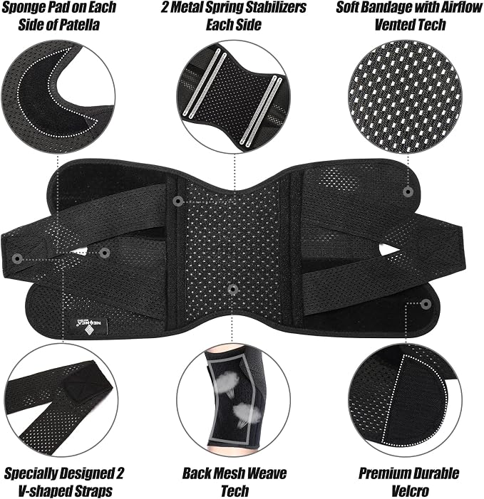NEENCA Knee Brace for Knee Pain, Compression Knee Support with Air Mesh Fabric, Adjustable Knee Wrap with Side Stabilizers, Ultra-Soft Bandage for Elderly, Meniscus Tear, ACL, Arthritis Relief,Walk (Black, X-Large)