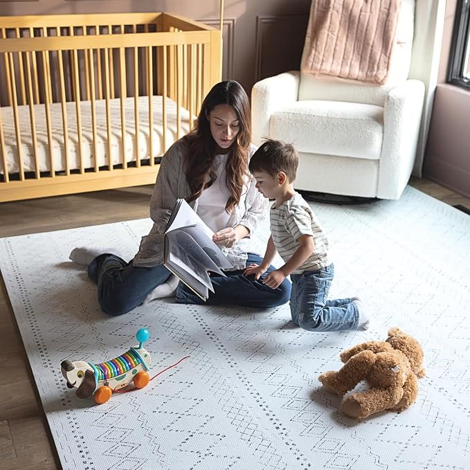 Little Landings Baby Play Mat for Floor - Boho (6x6ft) - Premium EVA Foam Play Mat for Babies & Toddlers (Ages 0-5+) - Non-Toxic Playmat for Tummy Time, Crawling & Playroom - Stylish & Comfortable