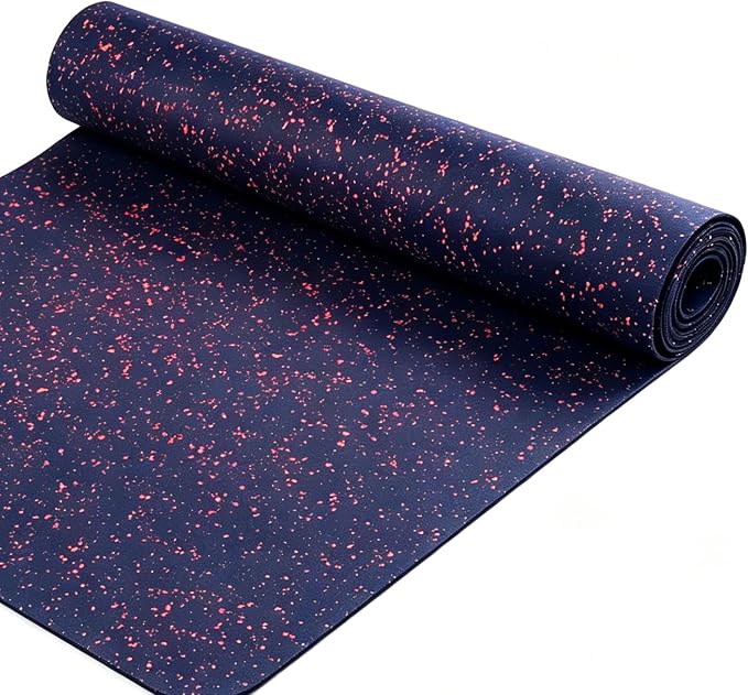 OrangeStar 4x10 FT Heavy Duty Rubber Gym Flooring | Non-Slip Shock Absorbing Garage Floor Mat for Home Gym, Basement, Workout Room, Playroom, Black & Red