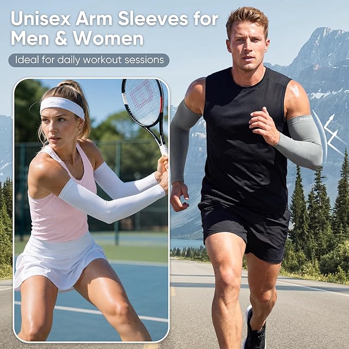 Bebila Arm Sleeves for Men Women, UV Sun Protection Cooling Compression Outdoor
