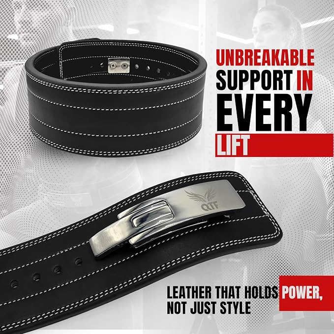 QTF Weight Lifting Lever Belt For Men and Women Made of Thick Leather Gym Training Belt Ideal for Weightlifting and Bodybuilding Squats and Deadlifts