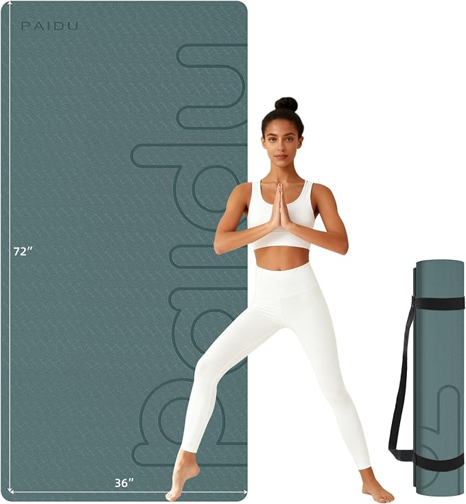 PAIDU Large Yoga Mat, 72"x36"x2/5" POE Non-Slip Exercise Mat | 10MM Thick, POE, non‑slip, ideal for home gym, yoga, pilates, fitness & floor use